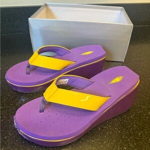 LSU Purple and Yellow Volatile Platform Sandals